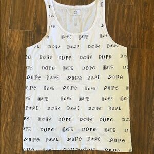 White Tank Top with Black 'Dope' Print